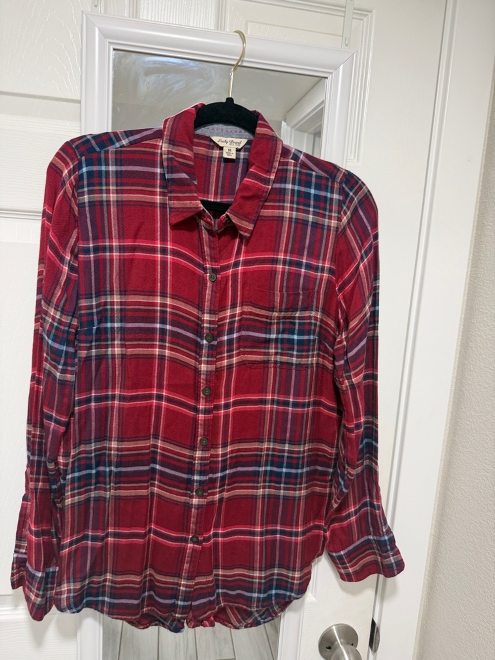 Lucky Brand Red Plaid Long-Sleeve Button-Down Shirt